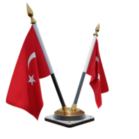 Turkey 3d illustration Double V Desk Flag Stand png