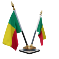 Benin 3d illustratie dubbele v bureau vlag staan png