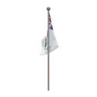 drapeau d'illustration 3d du territoire antarctique britannique sur le poteau. mât en bois png