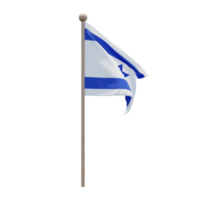 Israël 3d illustratie vlag Aan pool. hout vlaggenmast png