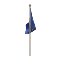 bandera de ilustración 3d de kansas en el poste. asta de bandera de madera png
