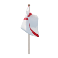 Jersey 3d illustration flag on pole. Wood flagpole png