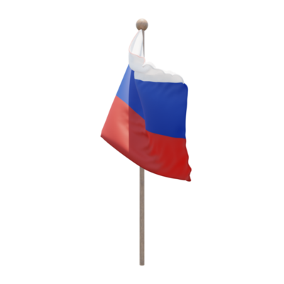 Russia 3d illustration flag on pole. Wood flagpole 11285517 PNG