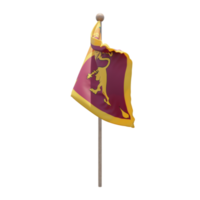 Sri Lanka 3D-Darstellung Flagge auf der Stange. Fahnenmast aus Holz png