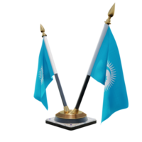 Turkic Council 3d illustration Double V Desk Flag Stand png