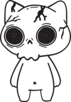 lindo gatito gato en disfraz de halloween contorno dibujos animados garabato png