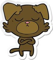 sticker of a cute cartoon dog vector