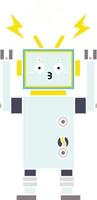 flat color retro cartoon robot vector