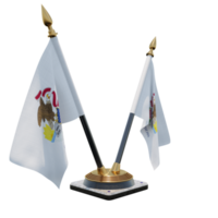ilustração 3d illinois suporte de bandeira de mesa duplo v png