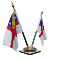 herm illustration 3d double v support de drapeau de bureau png