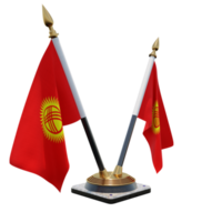 kirguistán 3d ilustración doble v soporte de bandera de escritorio png