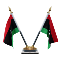 Libië 3d illustratie dubbele v bureau vlag staan png