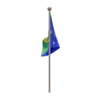 Christmas Island 3d illustration flag on pole. Wood flagpole png