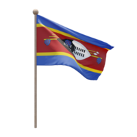 eswatini 3d ilustración bandera en el poste. asta de bandera de madera png