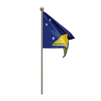 bandera de ilustración 3d de tokelau en el poste. asta de bandera de madera png