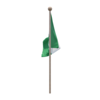 Norfolk Island 3d illustration flag on pole. Wood flagpole png