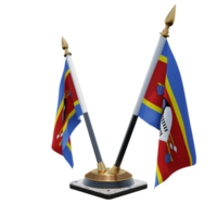 eswatini 3d illustratie dubbele v bureau vlag staan png