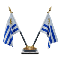 Uruguay 3d illustratie dubbele v bureau vlag staan png