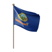 Idaho 3d illustration flag on pole. Wood flagpole png