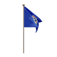 Northern Mariana Islands 3d illustration flag on pole. Wood flagpole png