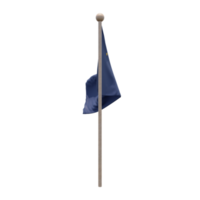 Alaska 3d illustration flag on pole. Wood flagpole png