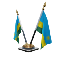 rwanda 3d illustratie dubbele v bureau vlag staan png