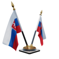 Slovakia 3d illustration Double V Desk Flag Stand png