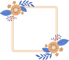 carrés décorés d'illustration de cadres floraux sur fond transparent png