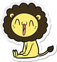 sticker of a happy cartoon lion vector