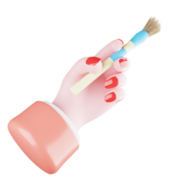 3d object hand and brush png