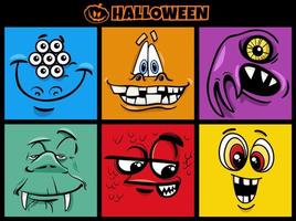 Halloween holiday cartoon monsters characters set vector