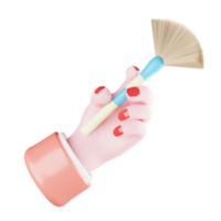 3d object hand and brush png