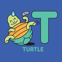 Alphabet T Turtle vector