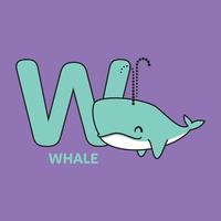 Alphabet W Whale vector