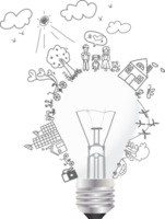 kreativ ljus Glödlampa aning med teckning miljö- och miljövänlig spara energi png