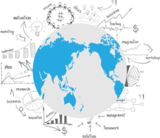 moderne globale betriebswirtschaft mit elementen von infografiken und diagrammkreativen zeichnungsgeschäftsstrategieplänen png