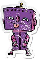 distressed sticker of a cartoon robot vector