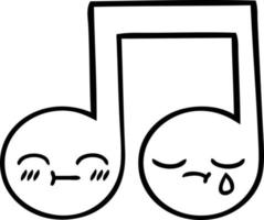 line drawing cartoon musical note vector