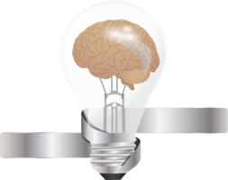 Brain in the light bulb as a metaphor for idea png