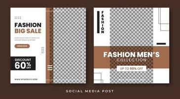 Fashion sale square banner social media template vector