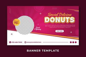 Delicious donuts food banner template vector