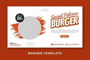 Delicious burger food banner template vector