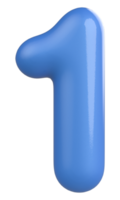 3D-Nummer 1 blau png