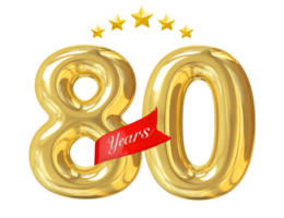 aniversário de 80 anos dourado png