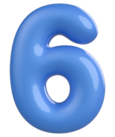 3d number 6 blue png