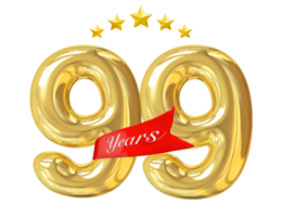 aniversário de 99 anos dourado png