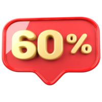 sale icon number 60 percent 3d png