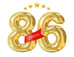 aniversário de 86 anos dourado png