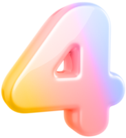 numéro 4 dégradé 3d png