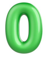 3d número 0 verde png